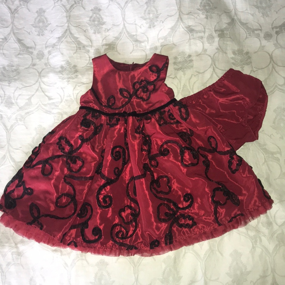 Children’s Place Red & Black Lined Girls’ Dress, 3
